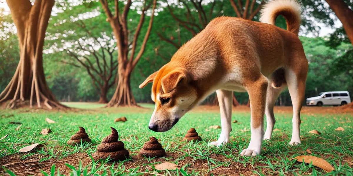 cane che annusa e mangia le proprie feci