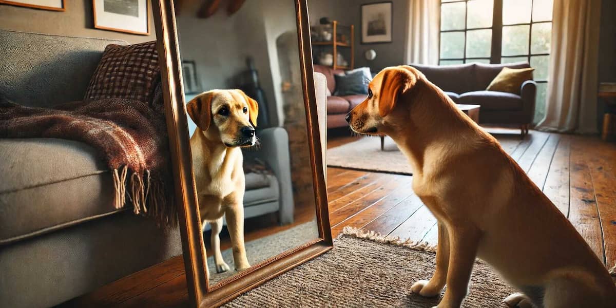 cane che si guarda allo specchio