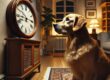 cane che guarda un orologio