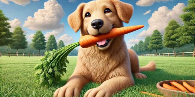 cane che mangia carota