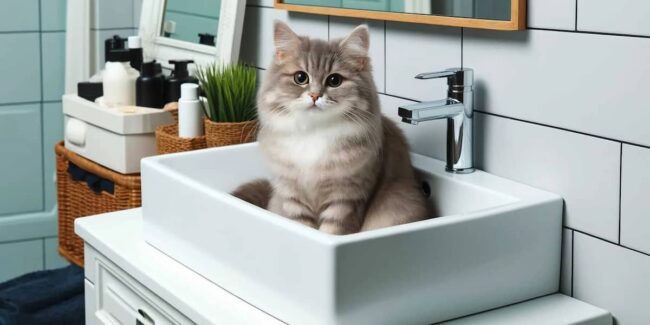 gatto-segue-in-bagno-1792×896 gatto seduto nel lavandino del bagno