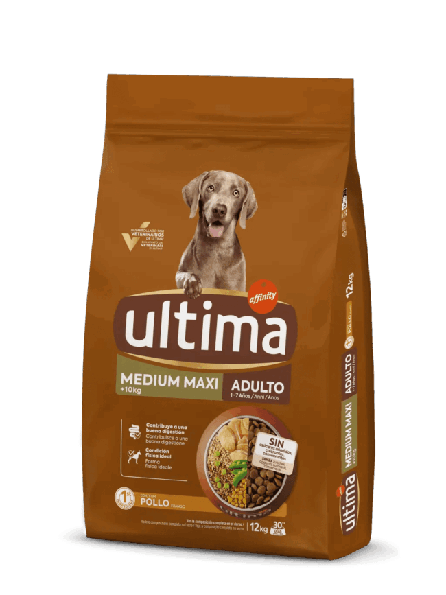ultima cane adulto medum maxi Confezione di crocchette Medium - Maxi adulto con pollo per cani - Ultima