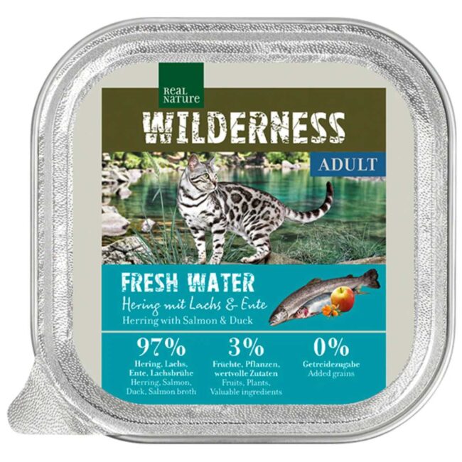 Real nature wilderness cat vaschetta salmone e anatra Real nature wilderness cat vaschetta salmone e anatra per gatti