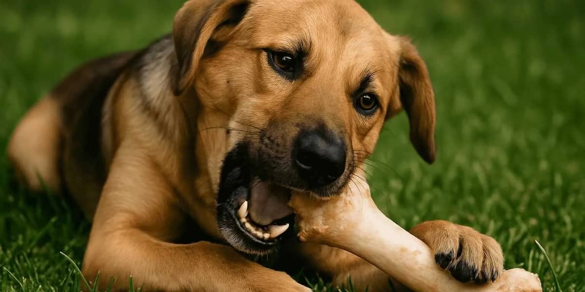 cane che rosicchia un osso