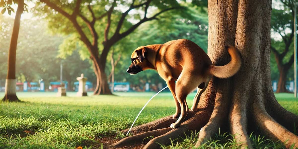 cane che fa pipi al parco