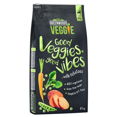 Greenwoods Veggie Patate, piselli, carote e spinaci Recensione Greenwoods Veggie crocchette vegane per cani