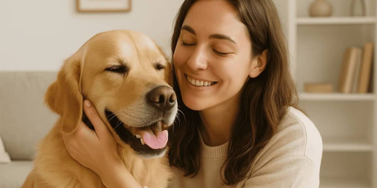 i cani migliorano la nostra salute ragazza che accarezza felice il suo cane
