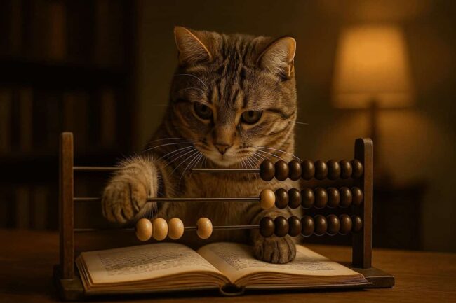 gatto davanti ad un pallottoliere