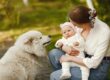 cane con mamma e neonato