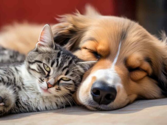cane e gatto dormono insieme