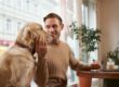 cane e proprietario seduti insieme