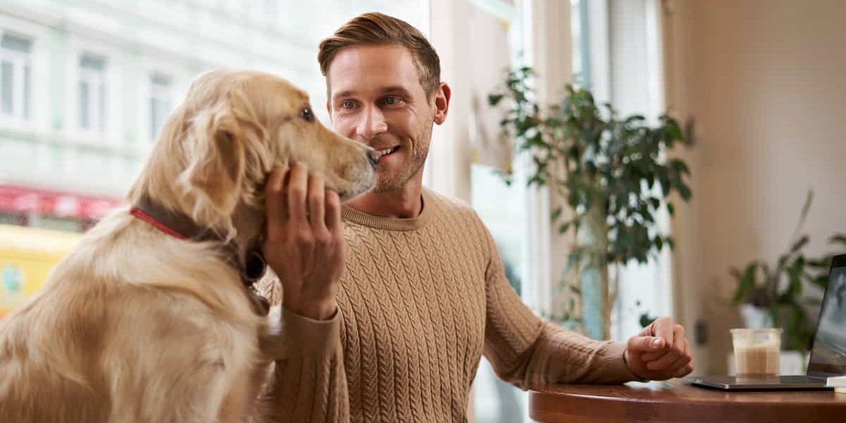 cane e proprietario seduti insieme