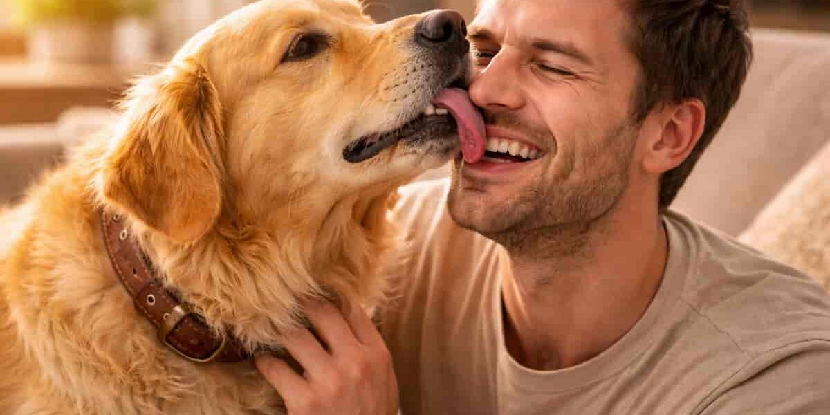 cane che lecca il viso del proprietario