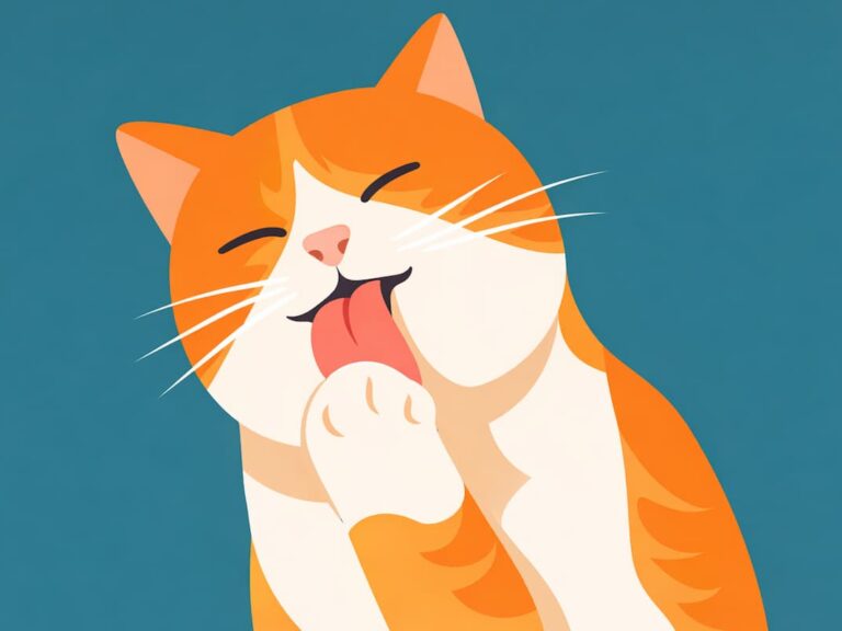 gatto che si lecca zampa